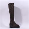 Marco Moreo Liege Studed Knee High Wedge - Brown Stretch